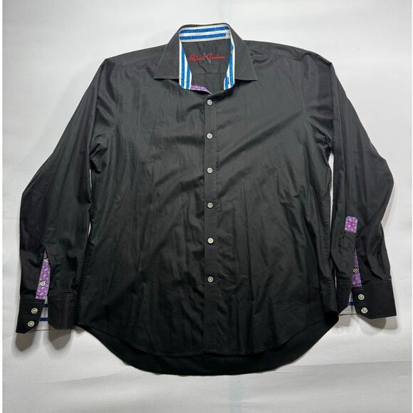 Robert Graham Men's Long Sleeve Black Button Up Dress Shirt - Size L - Picture 1 of 6